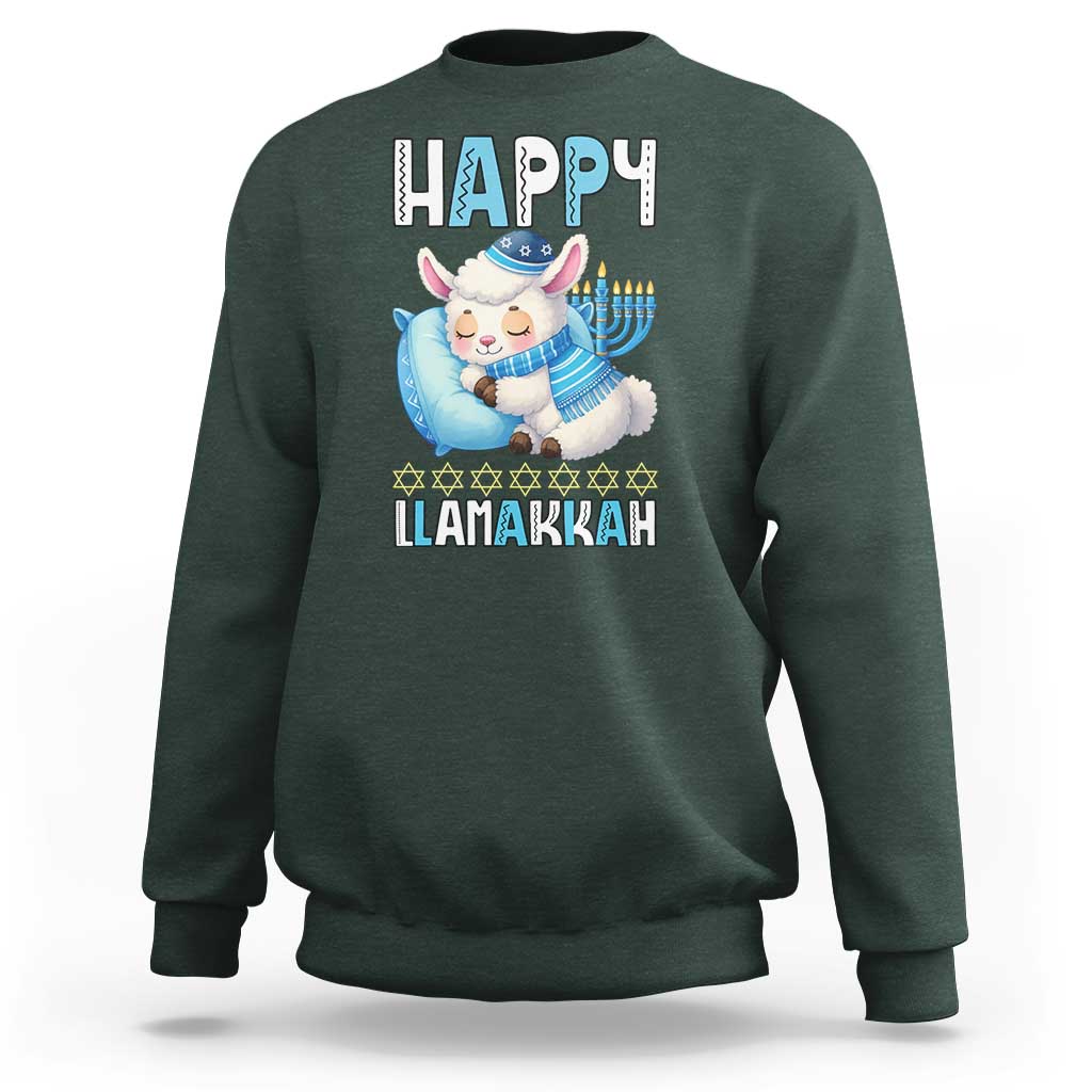 Funny Happy Llamakkah Sweatshirt Cute Llama Jewish Holiday Gift - Wonder Print Shop