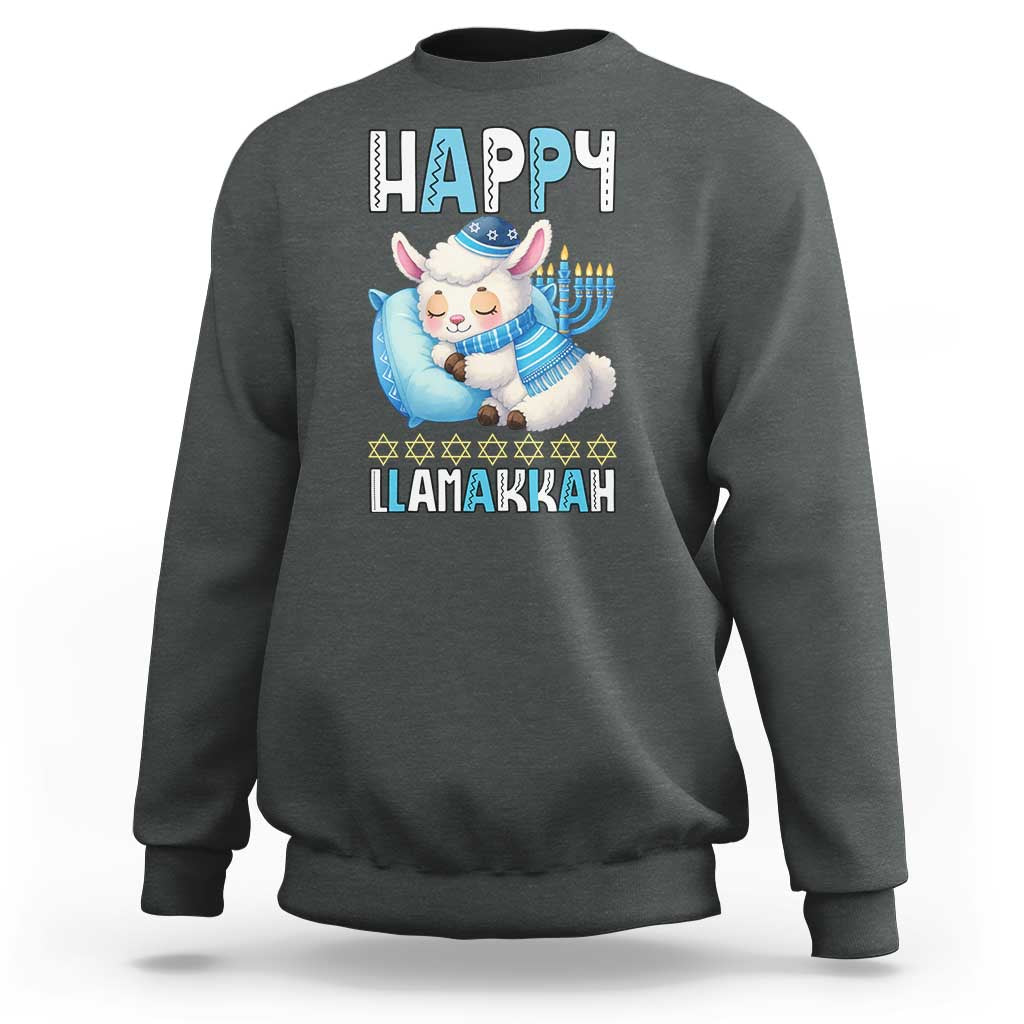 Funny Happy Llamakkah Sweatshirt Cute Llama Jewish Holiday Gift - Wonder Print Shop