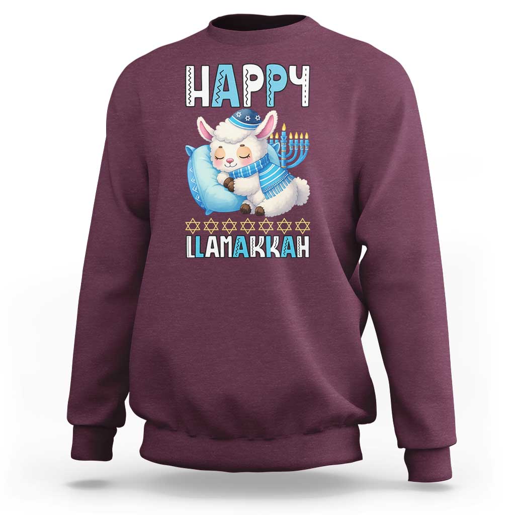 Funny Happy Llamakkah Sweatshirt Cute Llama Jewish Holiday Gift - Wonder Print Shop