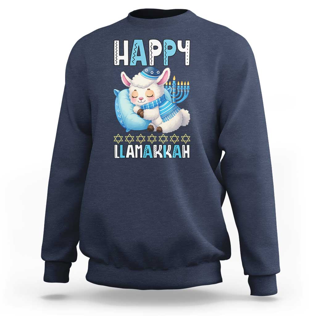 Funny Happy Llamakkah Sweatshirt Cute Llama Jewish Holiday Gift - Wonder Print Shop