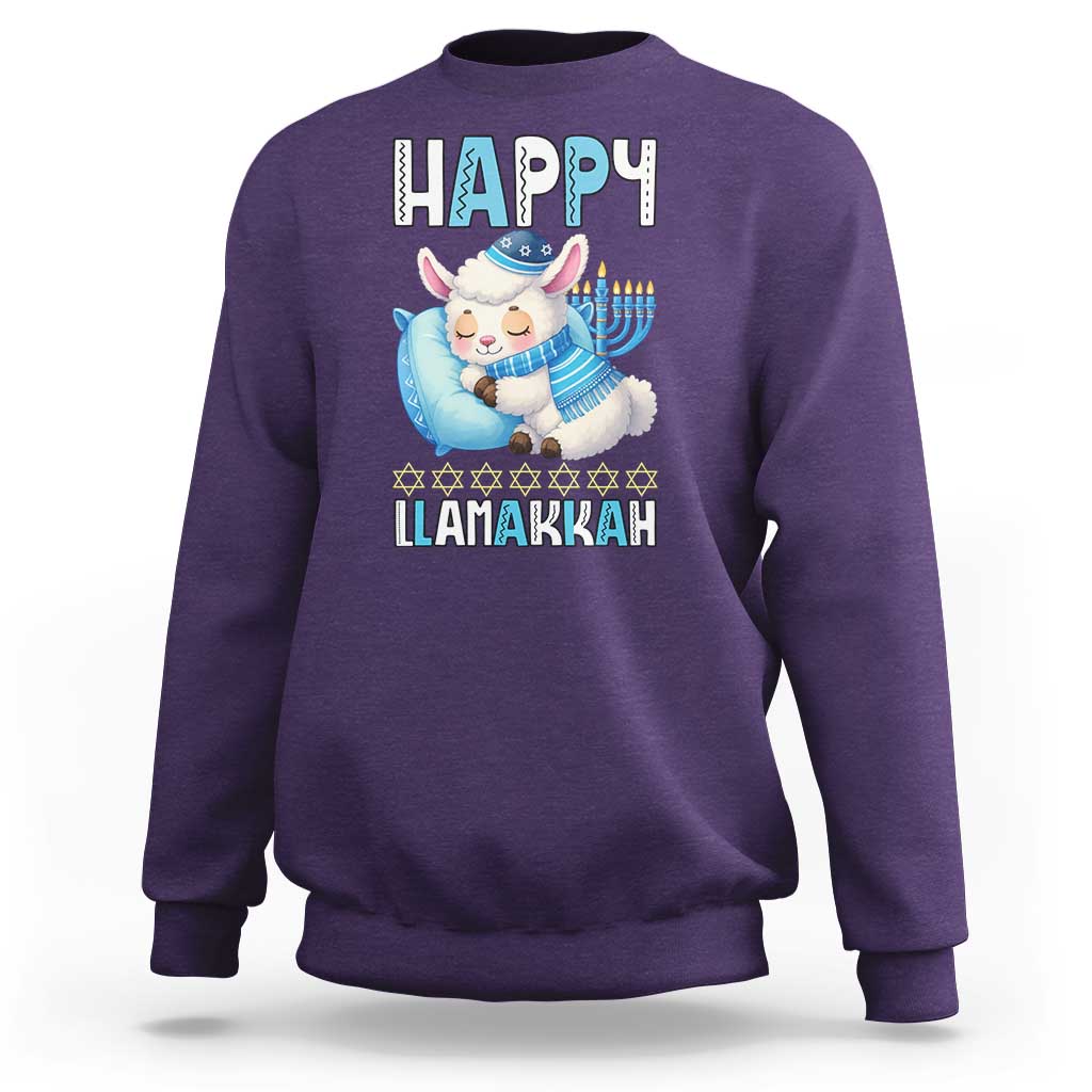 Funny Happy Llamakkah Sweatshirt Cute Llama Jewish Holiday Gift - Wonder Print Shop