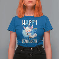 Funny Happy Llamakkah T Shirt For Women Cute Llama Jewish Holiday Gift - Wonder Print Shop
