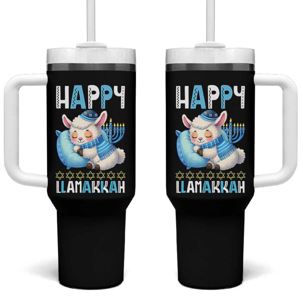 Funny Happy Llamakkah Tumbler With Handle Cute Llama Jewish Holiday Gift - Wonder Print Shop