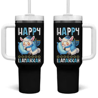 Funny Happy Llamakkah Tumbler With Handle Cute Llama Jewish Holiday Gift - Wonder Print Shop