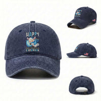Funny Happy Llamakkah Washed Cotton Baseball Cap Cute Llama Jewish Holiday Gift