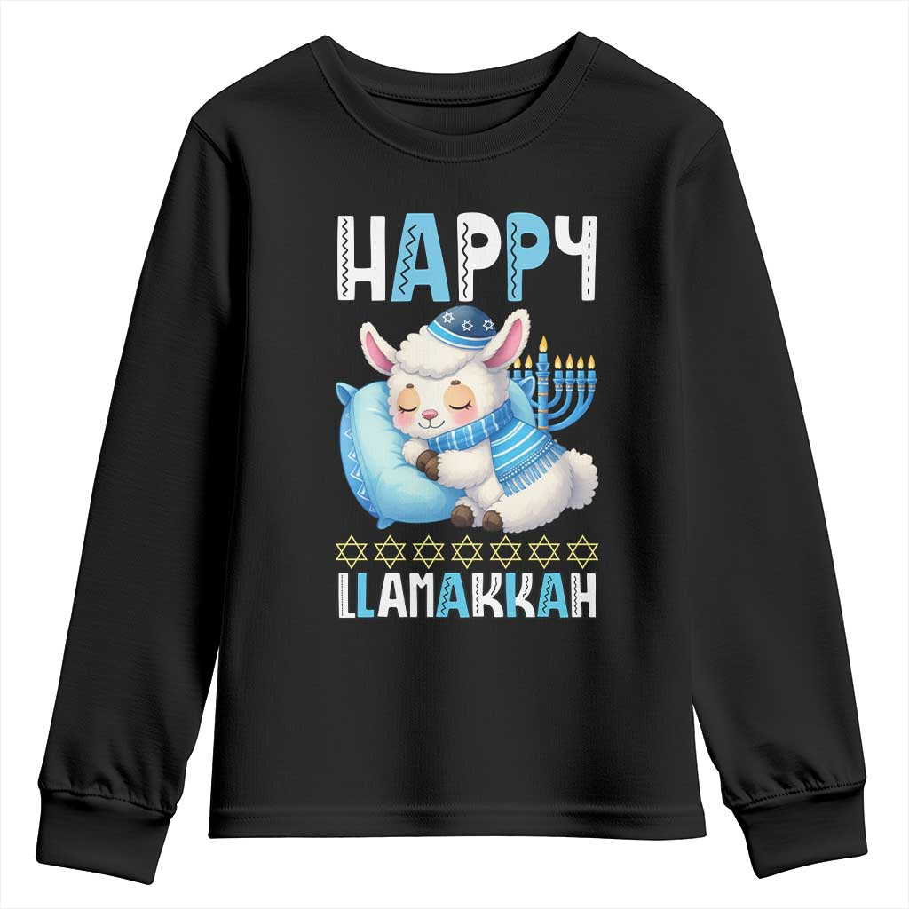 Funny Happy Llamakkah Youth Sweatshirt Cute Llama Jewish Holiday Gift - Wonder Print Shop