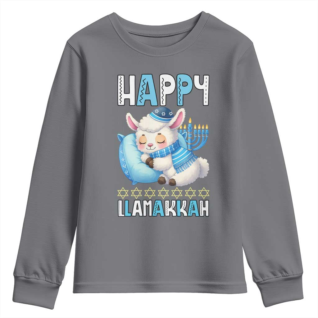 Funny Happy Llamakkah Youth Sweatshirt Cute Llama Jewish Holiday Gift - Wonder Print Shop