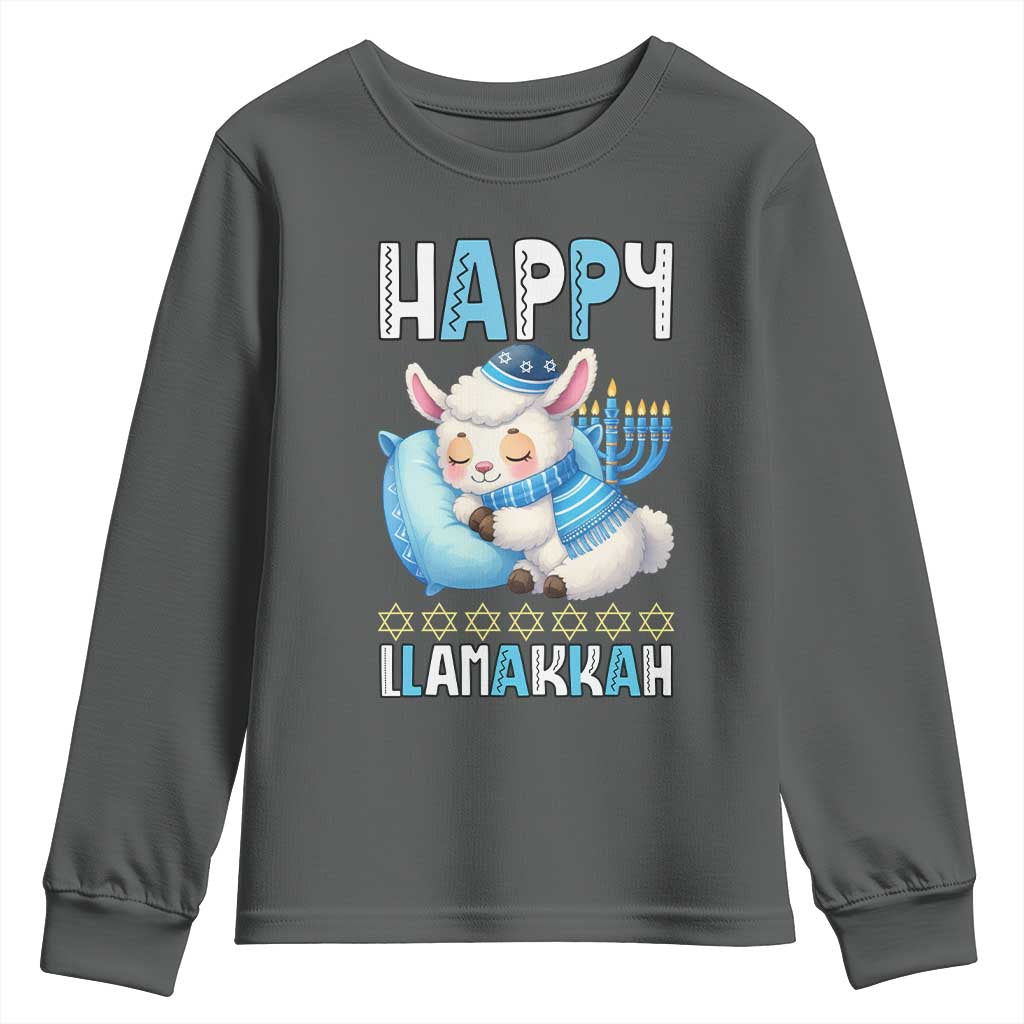 Funny Happy Llamakkah Youth Sweatshirt Cute Llama Jewish Holiday Gift - Wonder Print Shop