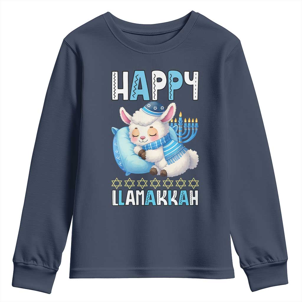 Funny Happy Llamakkah Youth Sweatshirt Cute Llama Jewish Holiday Gift - Wonder Print Shop