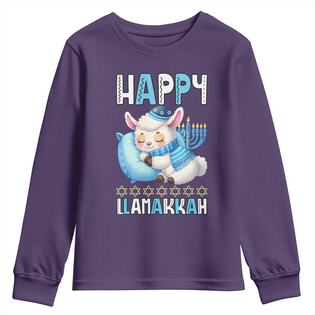 Funny Happy Llamakkah Youth Sweatshirt Cute Llama Jewish Holiday Gift - Wonder Print Shop