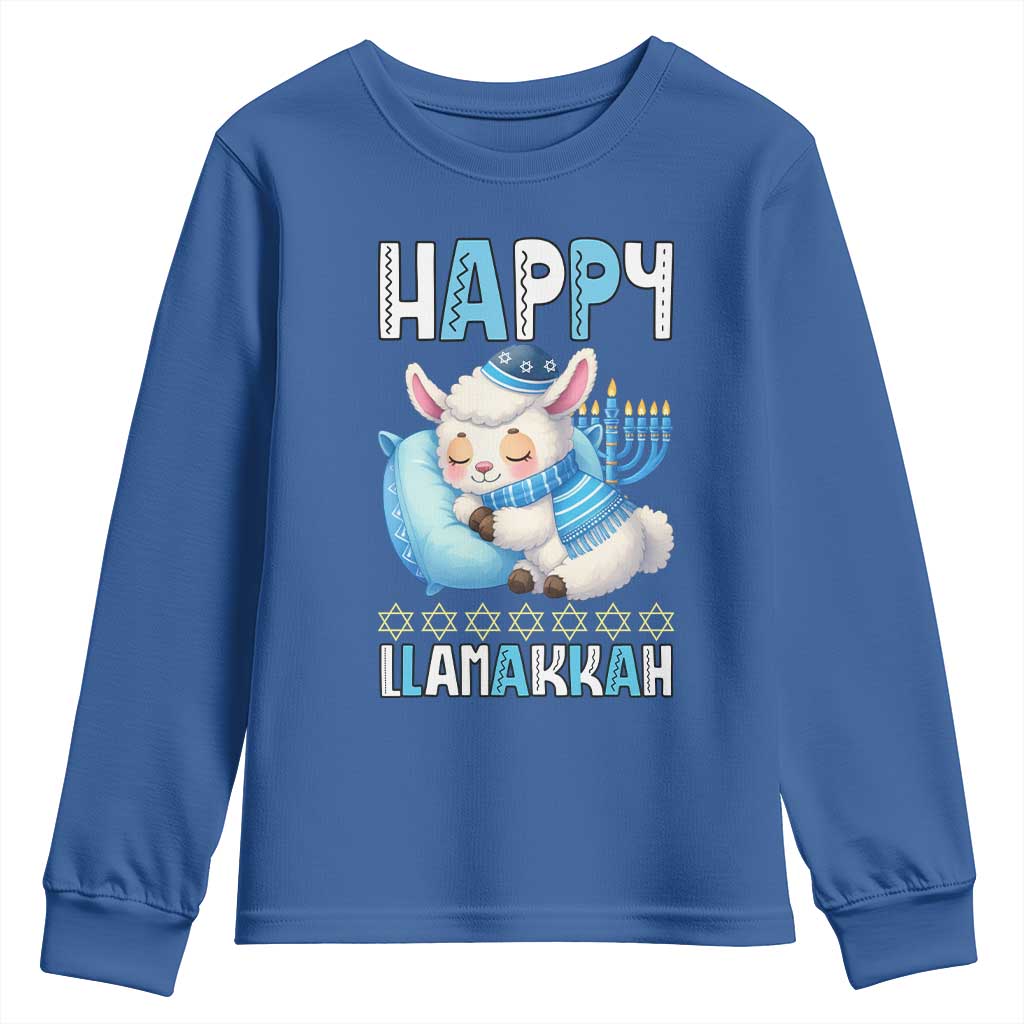 Funny Happy Llamakkah Youth Sweatshirt Cute Llama Jewish Holiday Gift - Wonder Print Shop