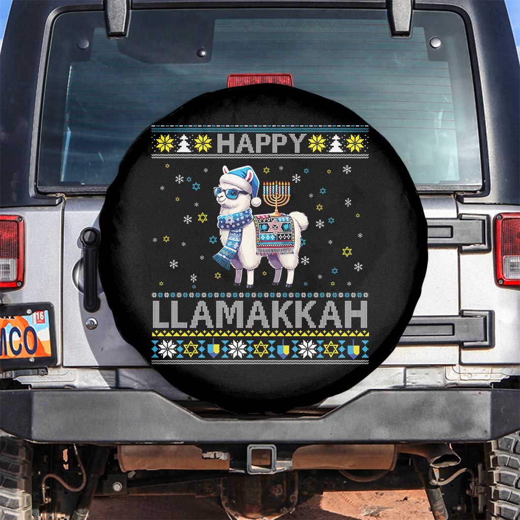 Happy LLamakkah Spare Tire Cover Funny Llama Ugly Hanukkah Christmas Gift - Wonder Print Shop