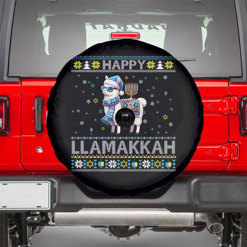 Happy LLamakkah Spare Tire Cover Funny Llama Ugly Hanukkah Christmas Gift - Wonder Print Shop