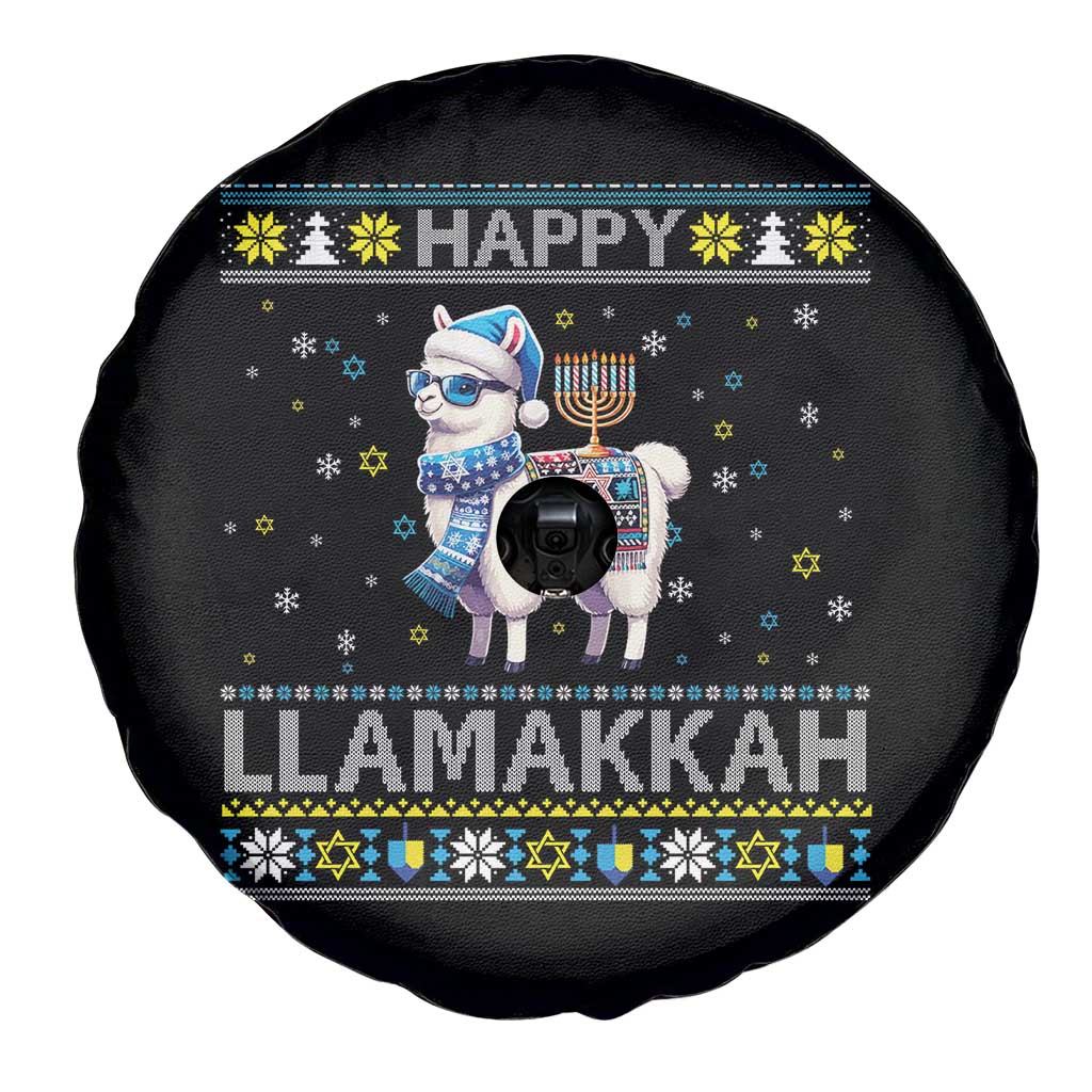 Happy LLamakkah Spare Tire Cover Funny Llama Ugly Hanukkah Christmas Gift - Wonder Print Shop