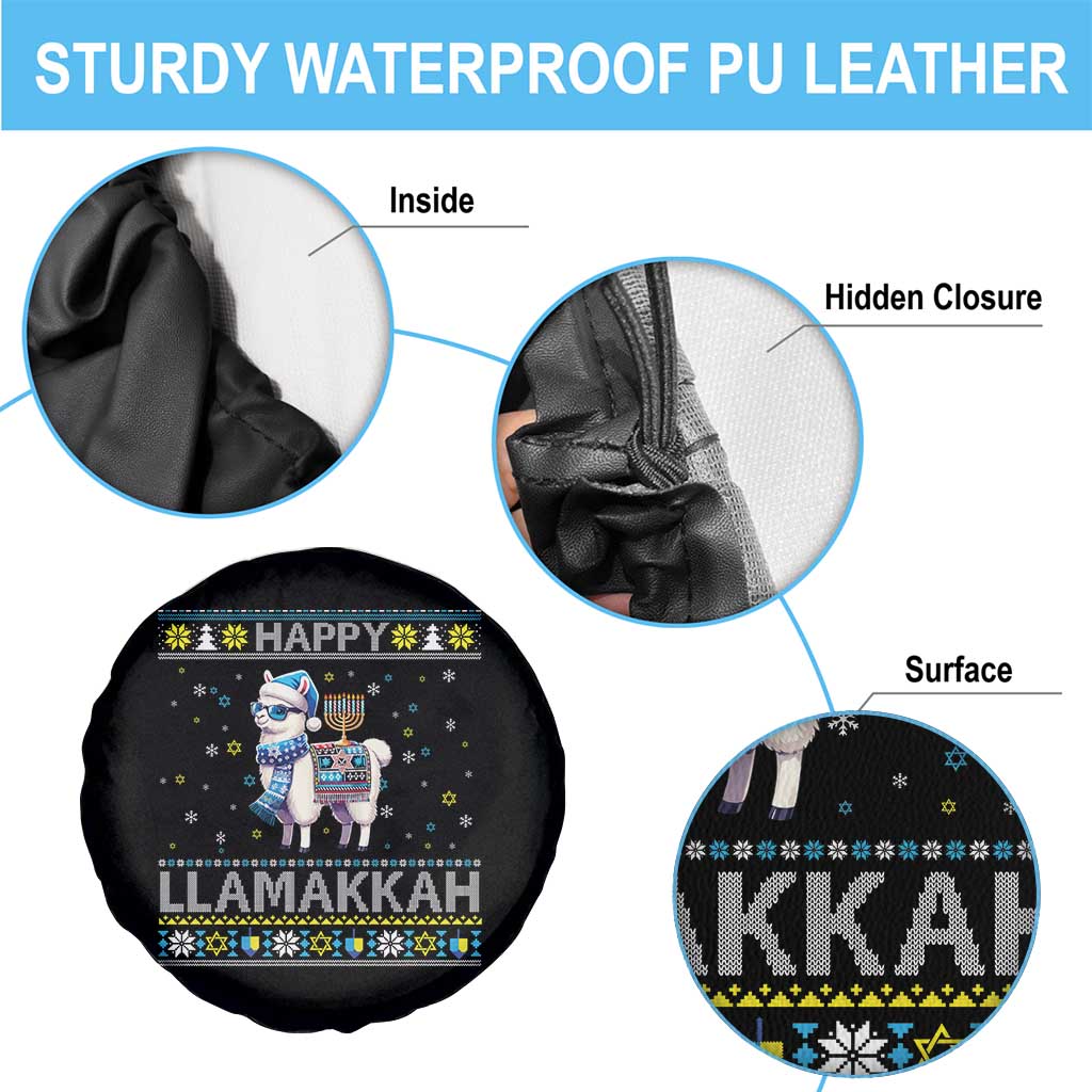 Happy LLamakkah Spare Tire Cover Funny Llama Ugly Hanukkah Christmas Gift - Wonder Print Shop