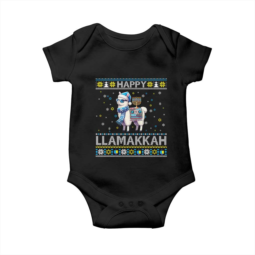 Happy LLamakkah Baby Onesie Funny Llama Ugly Hanukkah Christmas Gift - Wonder Print Shop