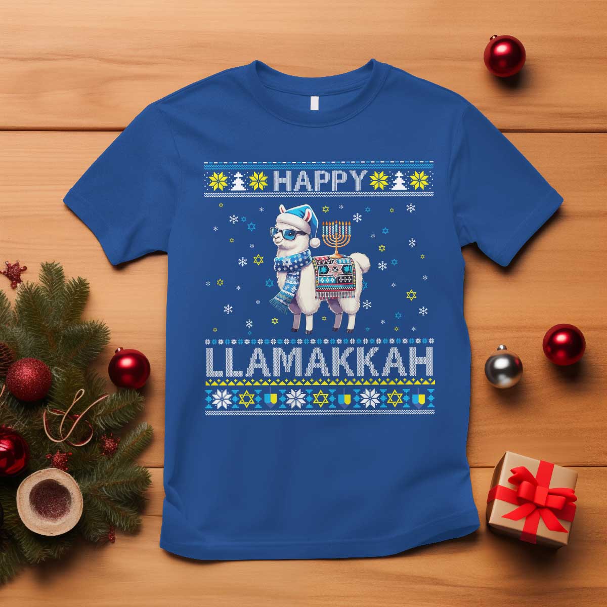 Happy LLamakkah T Shirt Funny Llama Ugly Hanukkah Christmas Gift - Wonder Print Shop