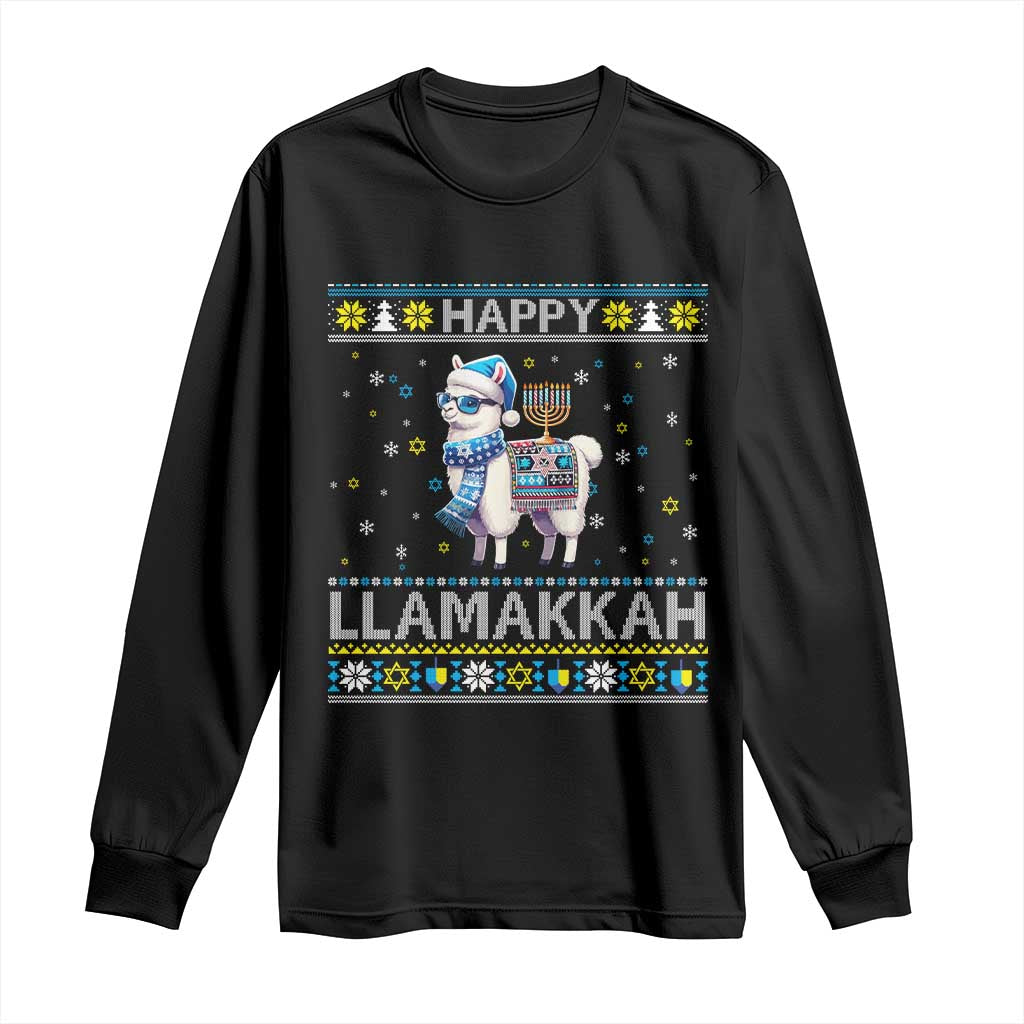 Happy LLamakkah Long Sleeve Shirt Funny Llama Ugly Hanukkah Christmas Gift - Wonder Print Shop