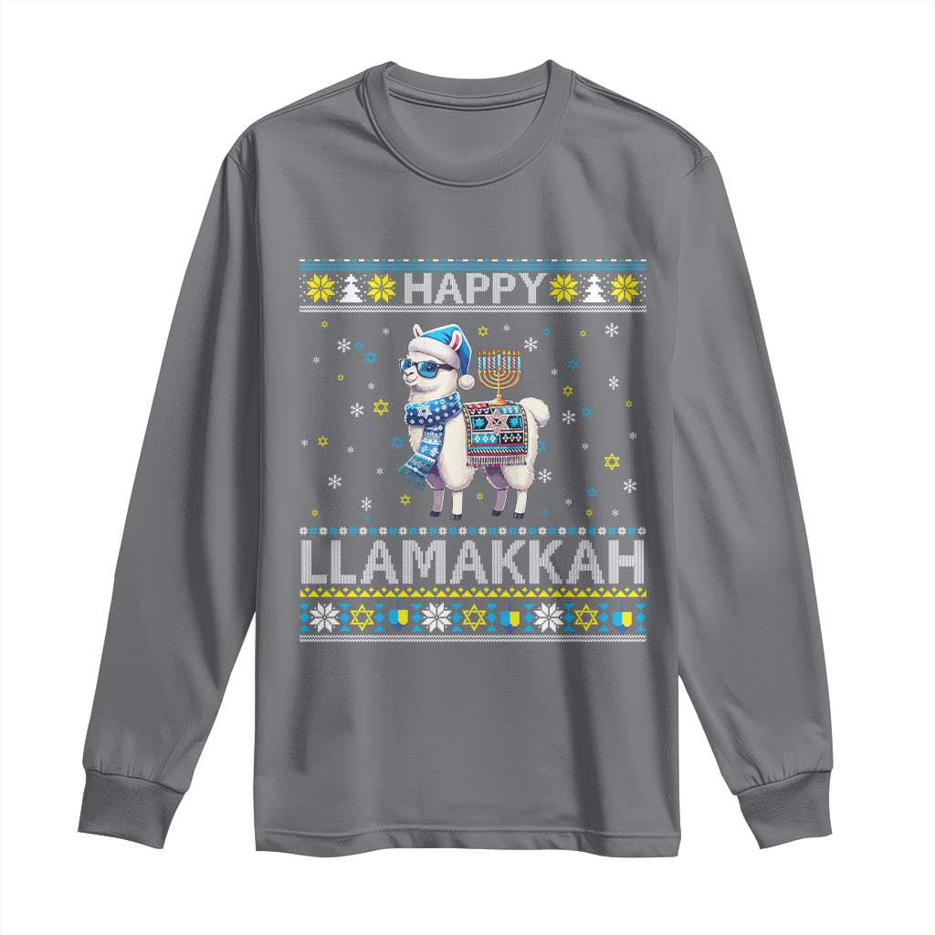 Happy LLamakkah Long Sleeve Shirt Funny Llama Ugly Hanukkah Christmas Gift - Wonder Print Shop