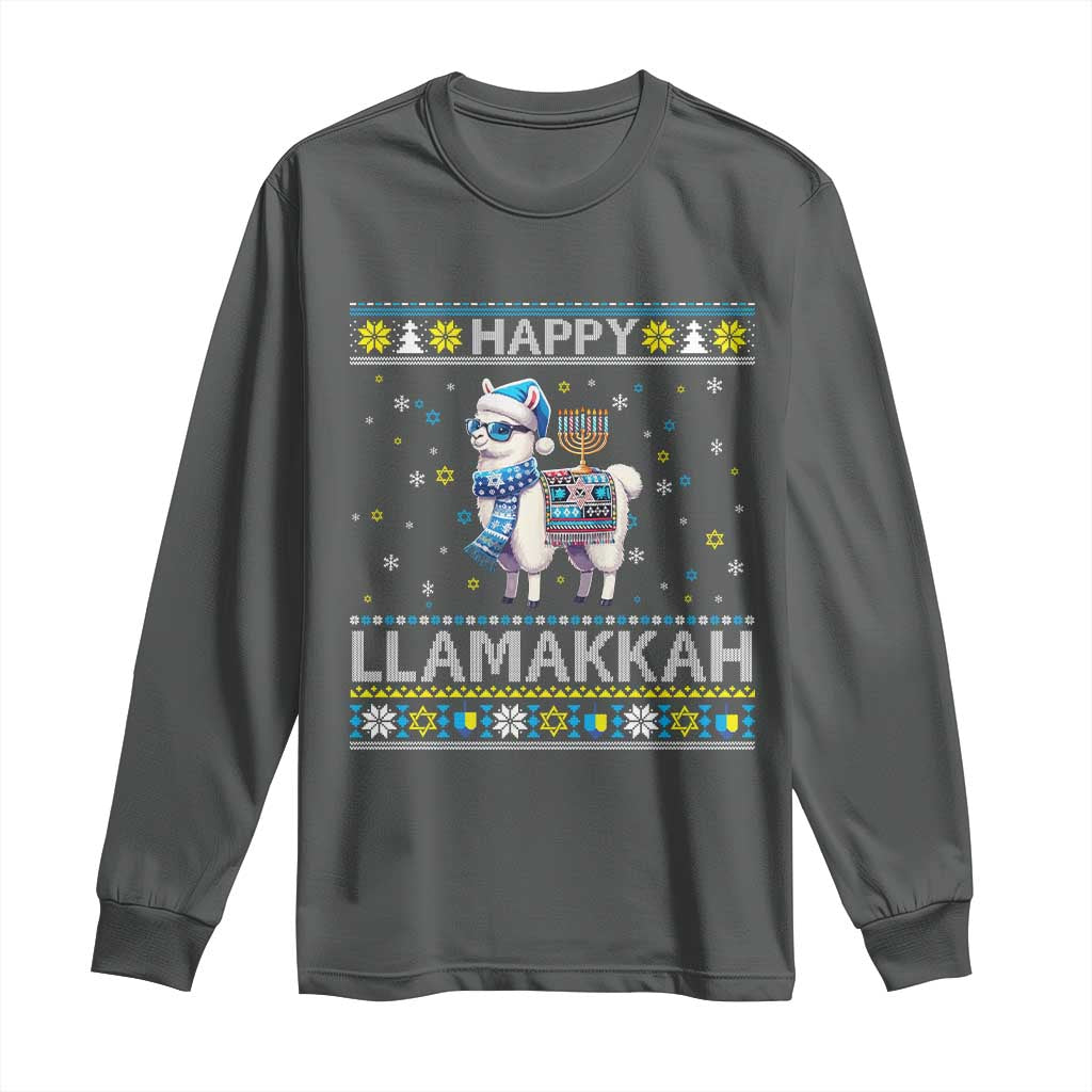 Happy LLamakkah Long Sleeve Shirt Funny Llama Ugly Hanukkah Christmas Gift - Wonder Print Shop