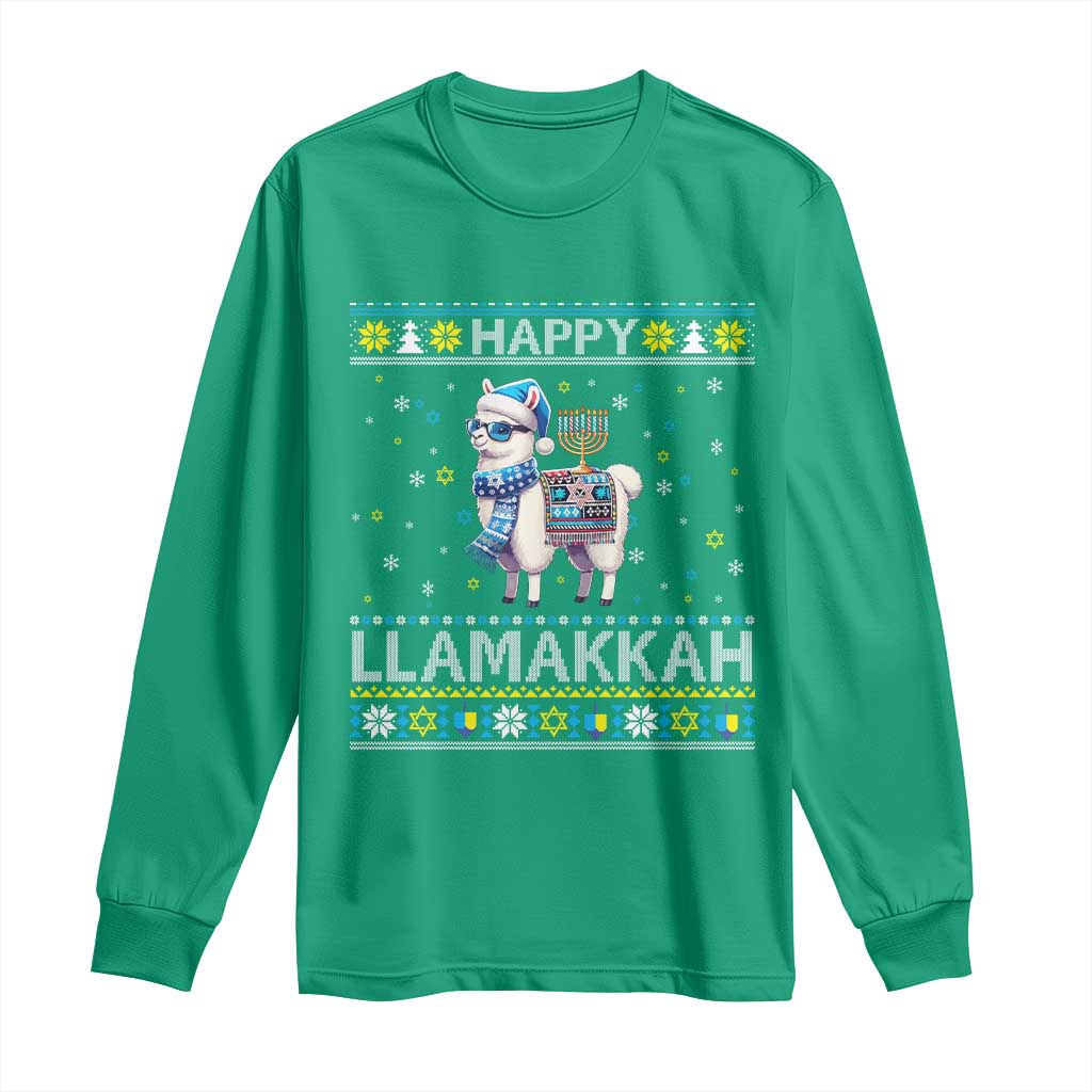 Happy LLamakkah Long Sleeve Shirt Funny Llama Ugly Hanukkah Christmas Gift - Wonder Print Shop