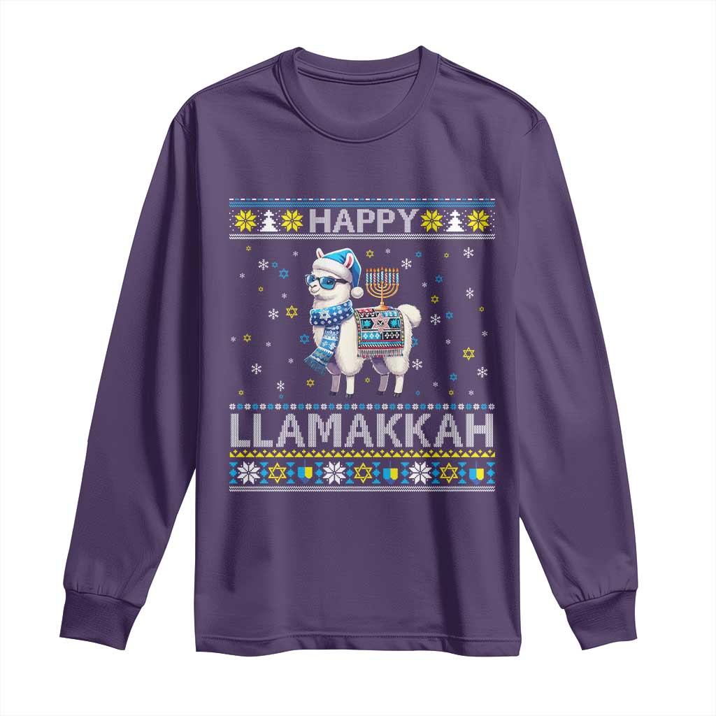 Happy LLamakkah Long Sleeve Shirt Funny Llama Ugly Hanukkah Christmas Gift - Wonder Print Shop