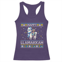 Happy LLamakkah Racerback Tank Top Funny Llama Ugly Hanukkah Christmas Gift - Wonder Print Shop