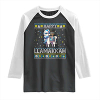 Happy LLamakkah Raglan Shirt Funny Llama Ugly Hanukkah Christmas Gift - Wonder Print Shop