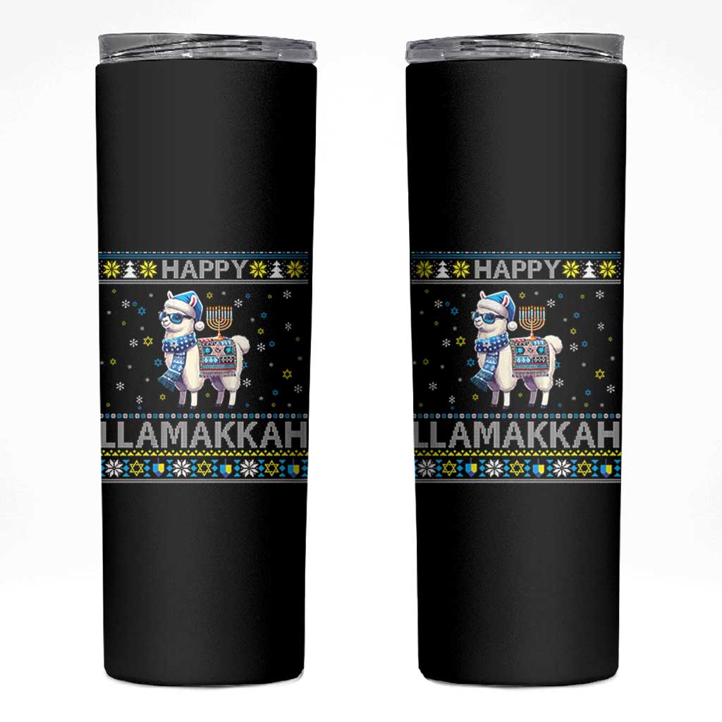 Happy LLamakkah Skinny Tumbler Funny Llama Ugly Hanukkah Christmas Gift - Wonder Print Shop