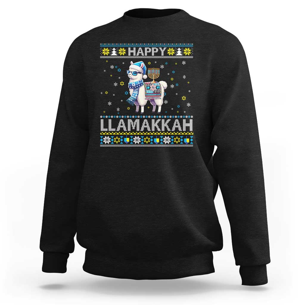 Happy LLamakkah Sweatshirt Funny Llama Ugly Hanukkah Christmas Gift - Wonder Print Shop