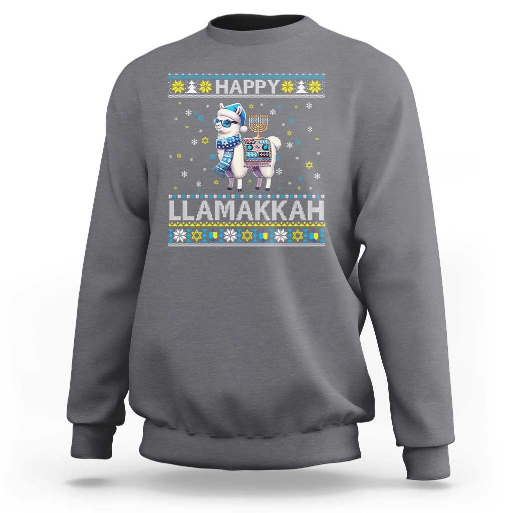 Happy LLamakkah Sweatshirt Funny Llama Ugly Hanukkah Christmas Gift - Wonder Print Shop
