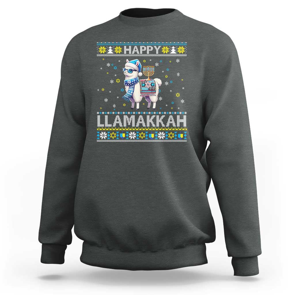 Happy LLamakkah Sweatshirt Funny Llama Ugly Hanukkah Christmas Gift - Wonder Print Shop