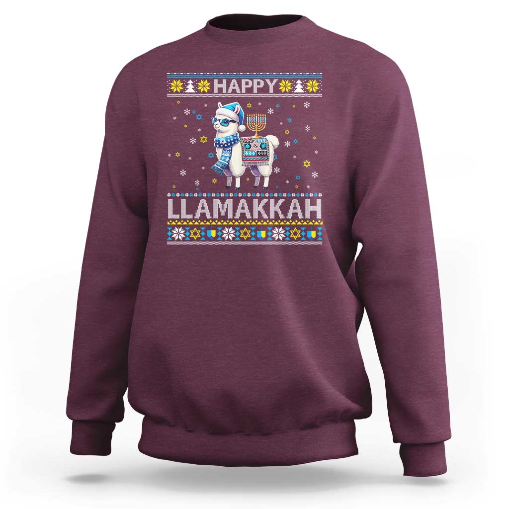Happy LLamakkah Sweatshirt Funny Llama Ugly Hanukkah Christmas Gift - Wonder Print Shop