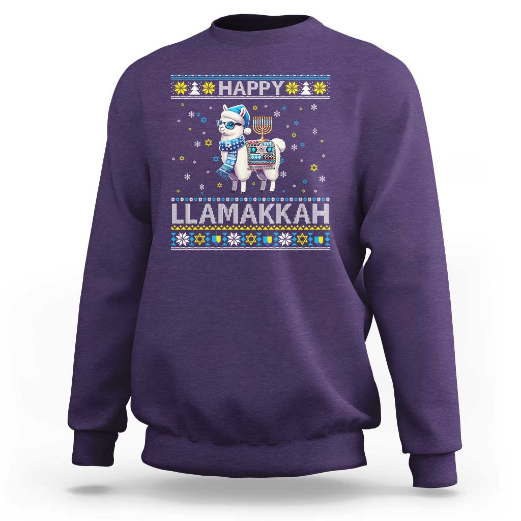 Happy LLamakkah Sweatshirt Funny Llama Ugly Hanukkah Christmas Gift - Wonder Print Shop