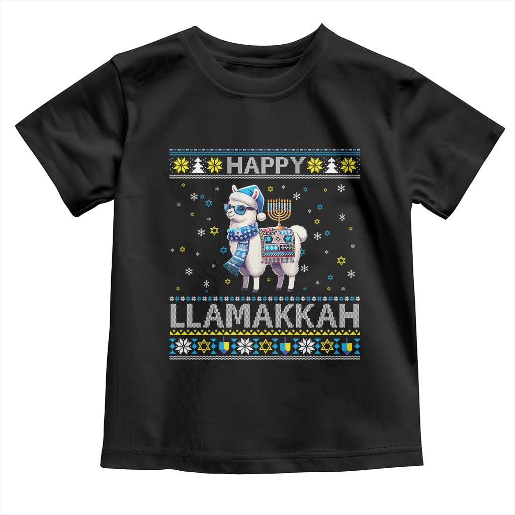 Happy LLamakkah Toddler T Shirt Funny Llama Ugly Hanukkah Christmas Gift - Wonder Print Shop