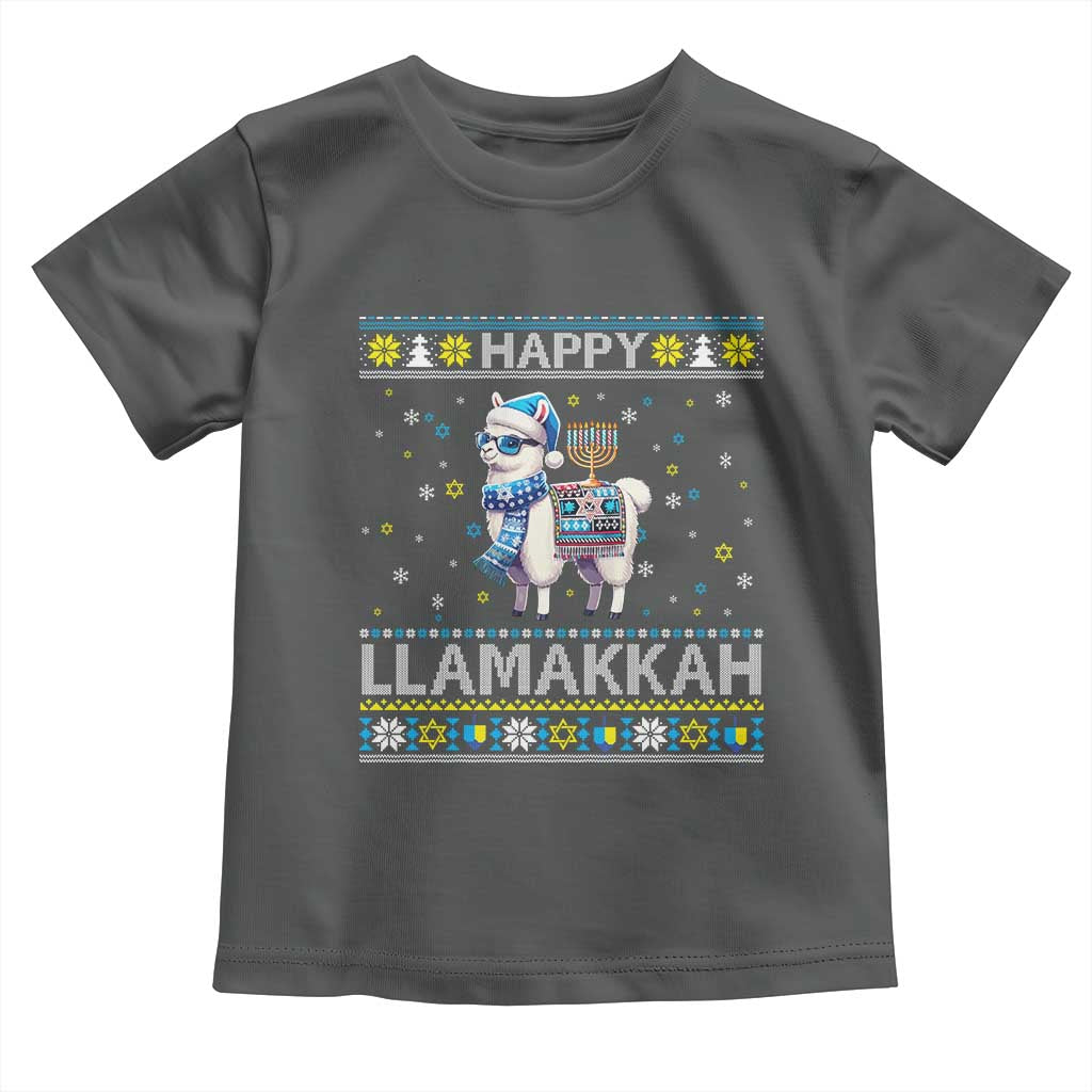 Happy LLamakkah Toddler T Shirt Funny Llama Ugly Hanukkah Christmas Gift - Wonder Print Shop