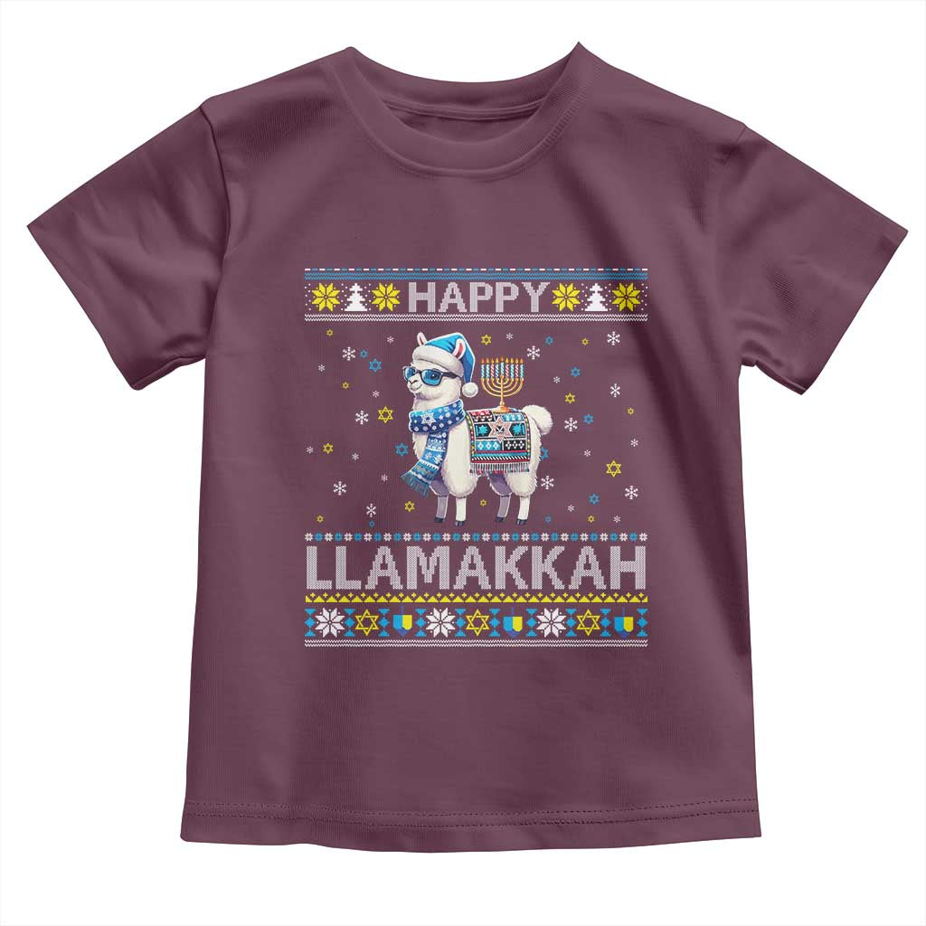 Happy LLamakkah Toddler T Shirt Funny Llama Ugly Hanukkah Christmas Gift - Wonder Print Shop