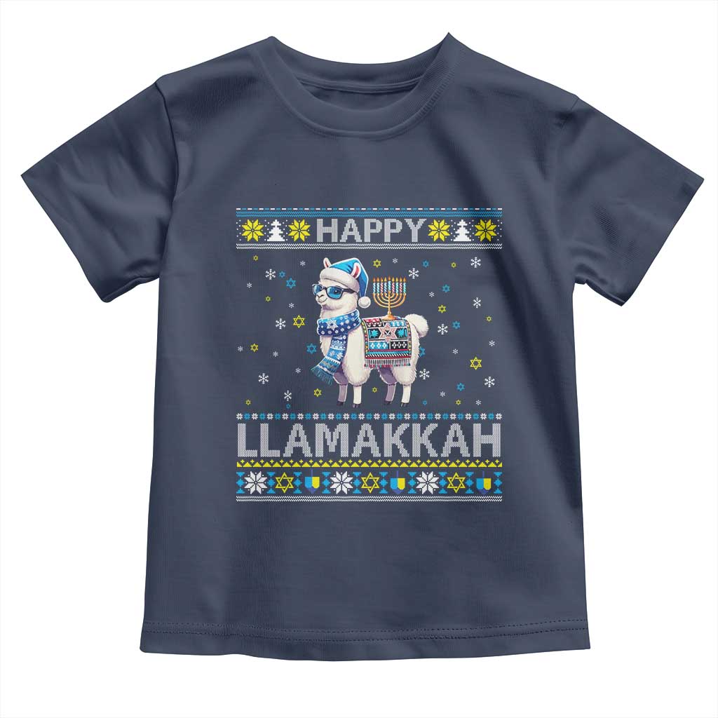 Happy LLamakkah Toddler T Shirt Funny Llama Ugly Hanukkah Christmas Gift - Wonder Print Shop