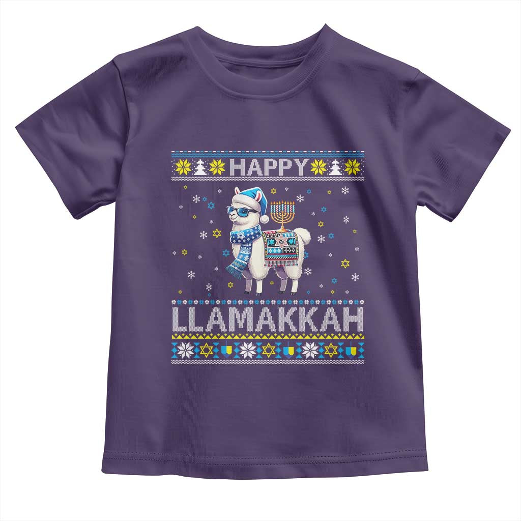 Happy LLamakkah Toddler T Shirt Funny Llama Ugly Hanukkah Christmas Gift - Wonder Print Shop