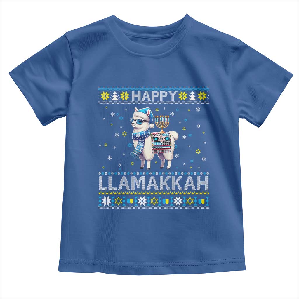 Happy LLamakkah Toddler T Shirt Funny Llama Ugly Hanukkah Christmas Gift - Wonder Print Shop
