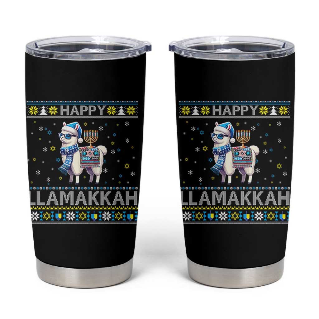 Happy LLamakkah Tumbler Cup Funny Llama Ugly Hanukkah Christmas Gift - Wonder Print Shop