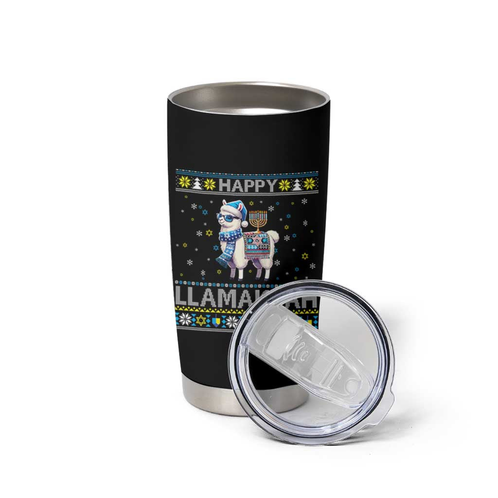 Happy LLamakkah Tumbler Cup Funny Llama Ugly Hanukkah Christmas Gift - Wonder Print Shop