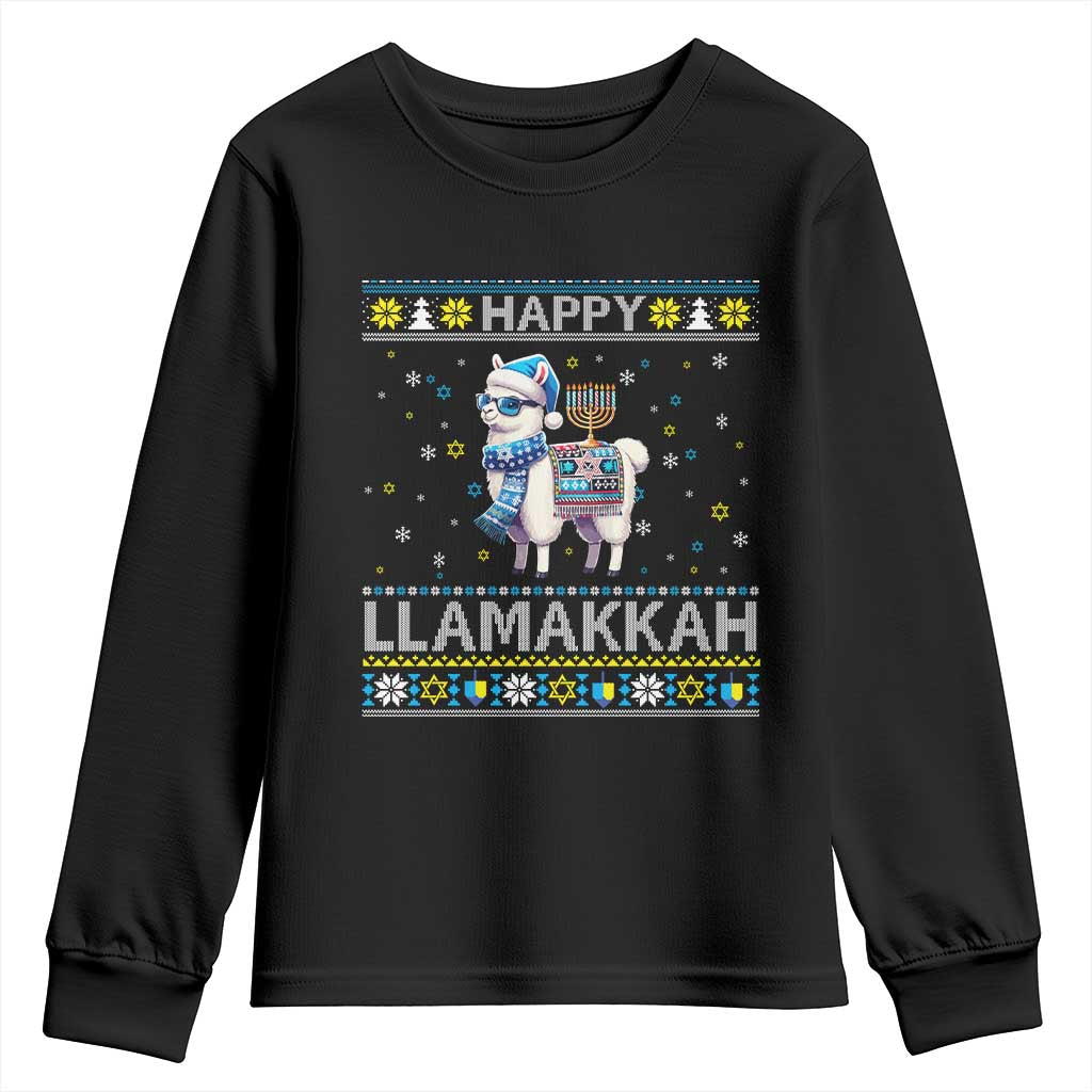 Happy LLamakkah Youth Sweatshirt Funny Llama Ugly Hanukkah Christmas Gift - Wonder Print Shop