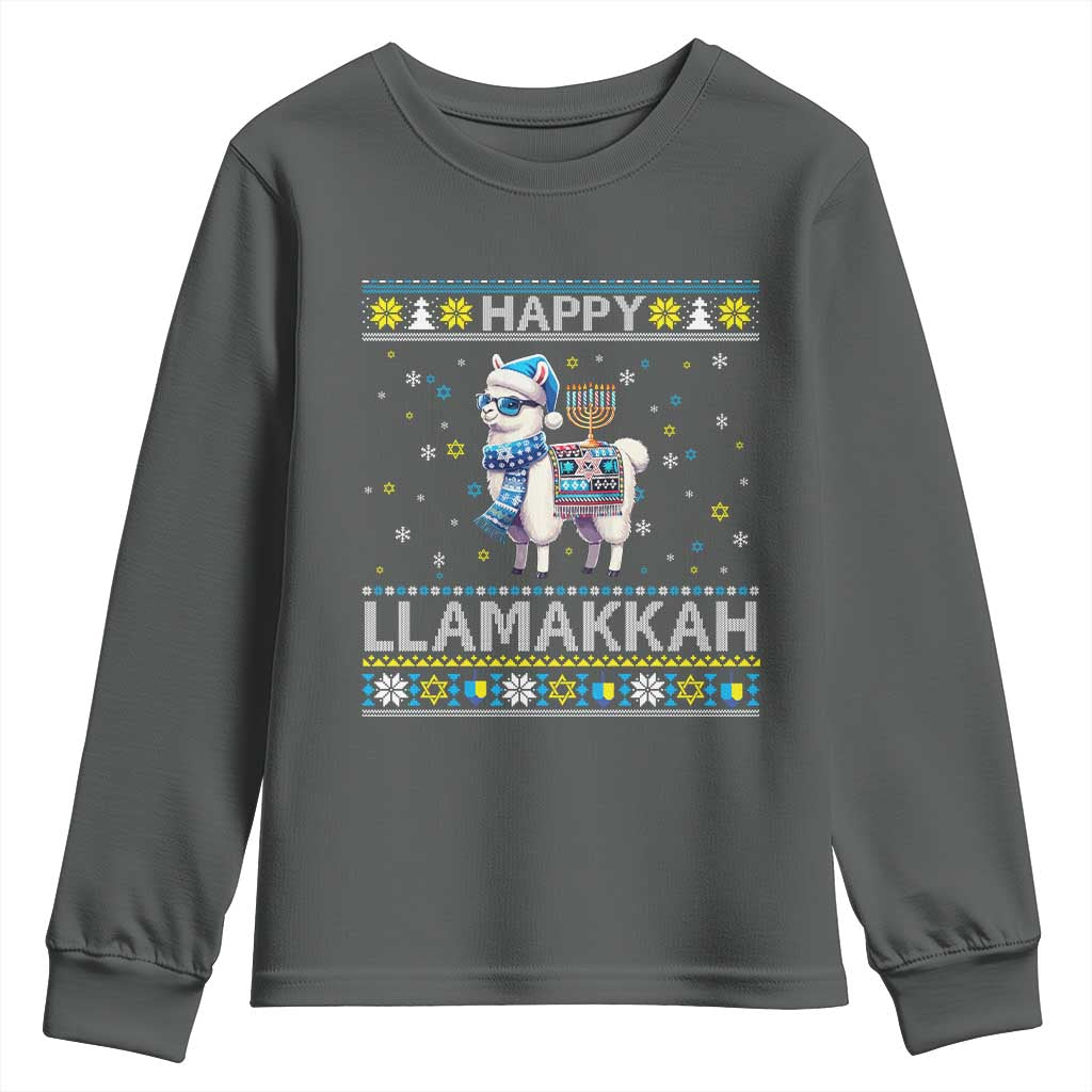 Happy LLamakkah Youth Sweatshirt Funny Llama Ugly Hanukkah Christmas Gift - Wonder Print Shop