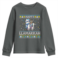 Happy LLamakkah Youth Sweatshirt Funny Llama Ugly Hanukkah Christmas Gift - Wonder Print Shop