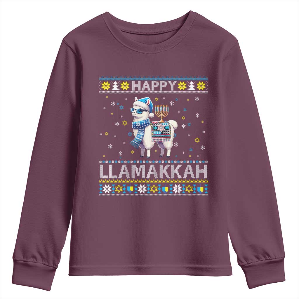 Happy LLamakkah Youth Sweatshirt Funny Llama Ugly Hanukkah Christmas Gift - Wonder Print Shop