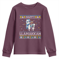 Happy LLamakkah Youth Sweatshirt Funny Llama Ugly Hanukkah Christmas Gift - Wonder Print Shop