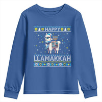 Happy LLamakkah Youth Sweatshirt Funny Llama Ugly Hanukkah Christmas Gift - Wonder Print Shop