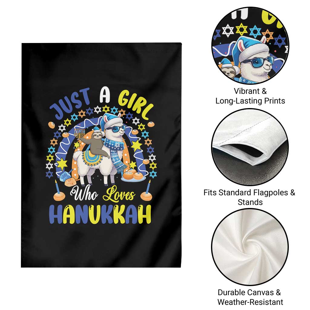 A Girl Loves Hanukkah Garden Flag Funny Sloth On Llama Jewish Holiday Gift - Wonder Print Shop