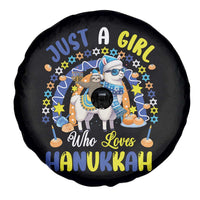 A Girl Loves Hanukkah Spare Tire Cover Funny Sloth On Llama Jewish Holiday Gift - Wonder Print Shop